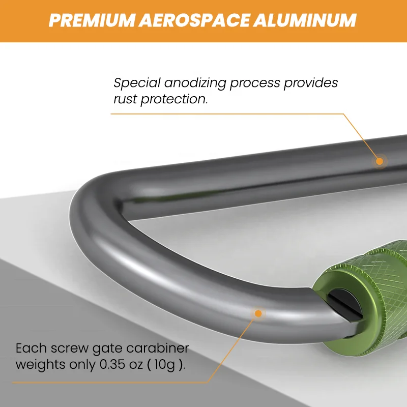 D Shaped Aluminum Hook Mini Key Chain Clip Carabiner For Climbing Screwgate