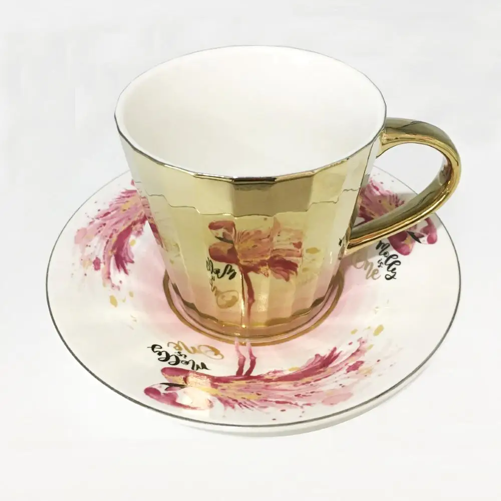 
Предмет звезды с позолоченным ободом керамическая чайная кофейная кружка тарелка набор чашек эспрессо зеркальные чашки и блюдца 