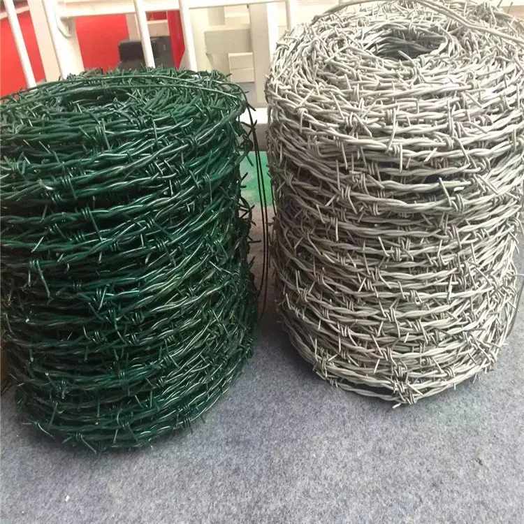 Green barbed wire 1.6mm x 50 feet 18 gauge  engraved wire PVC covered barbed wire