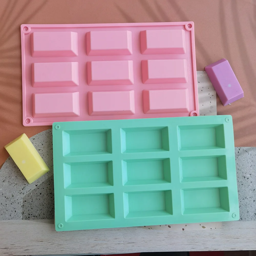 9 Cavities DIY Handmade Soap Silicone Molds Square Soap Candle Making Craft Mould Nonstick Cake Pudding Pan
