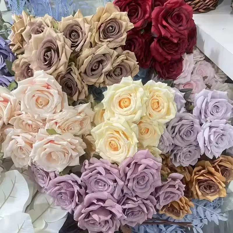 JH230055 manufacturers direct selling blue big head artificial roses flowers with stem for valentine home wedding decoration