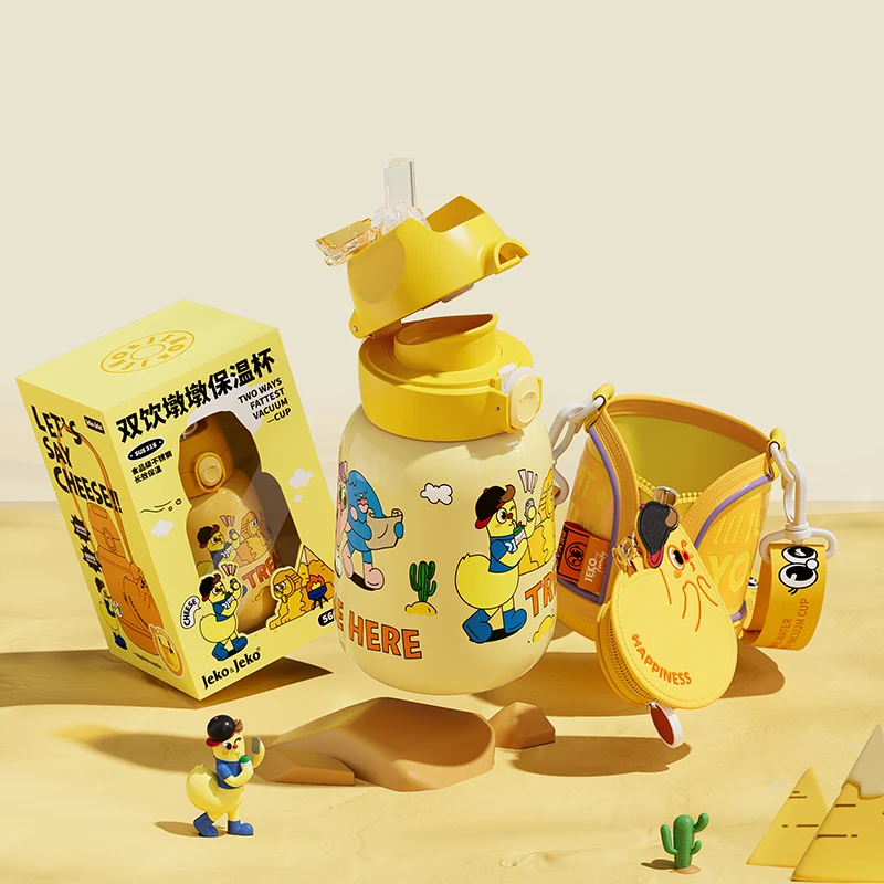 Jeko&Jeko Gift For Kids, Student Cute Water Bottle With Carrier Bag, Strap And Coin Purse