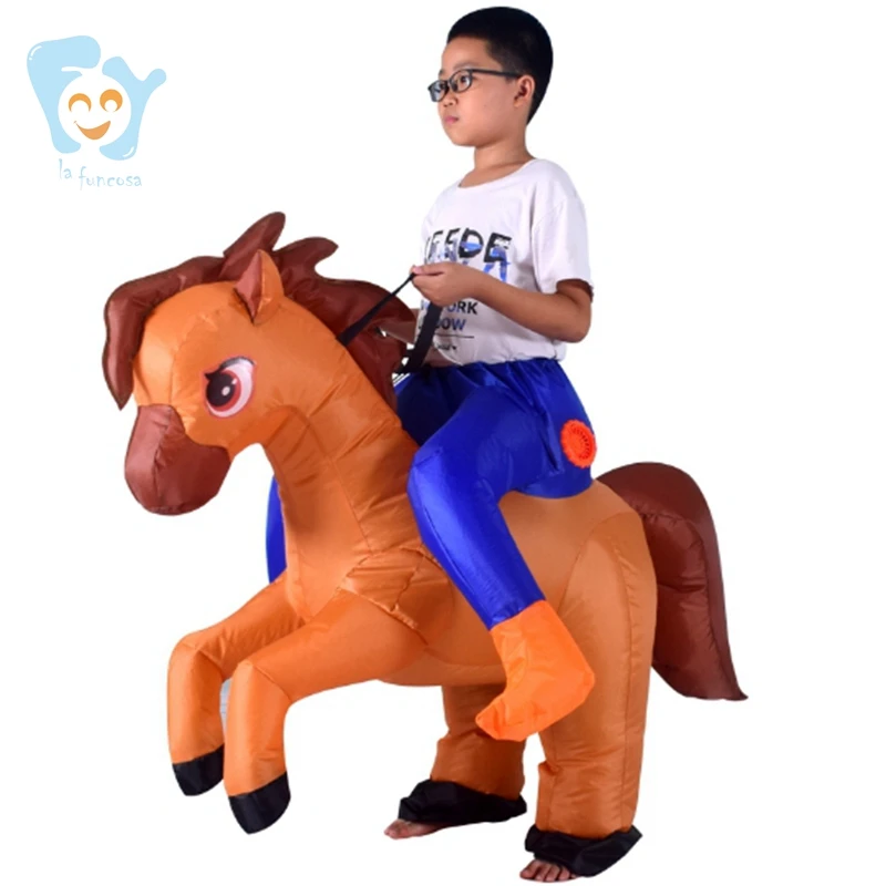 New Unisex Adults Child Funny Halloween Costume Inflatable Ride on Horse Costumes