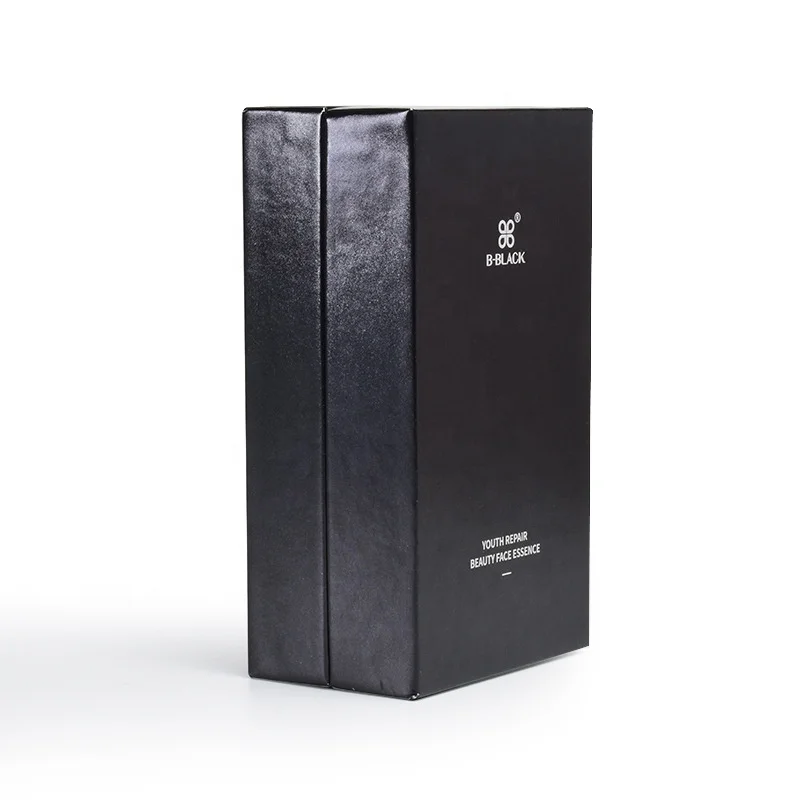 Luxury black soft touch paper cardboard gift box custom skin care box perfume box packaging