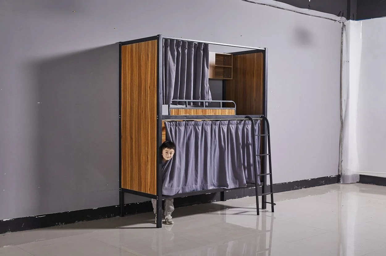 10 years professional factory price modern design school apartment with storage box double student bunk bed