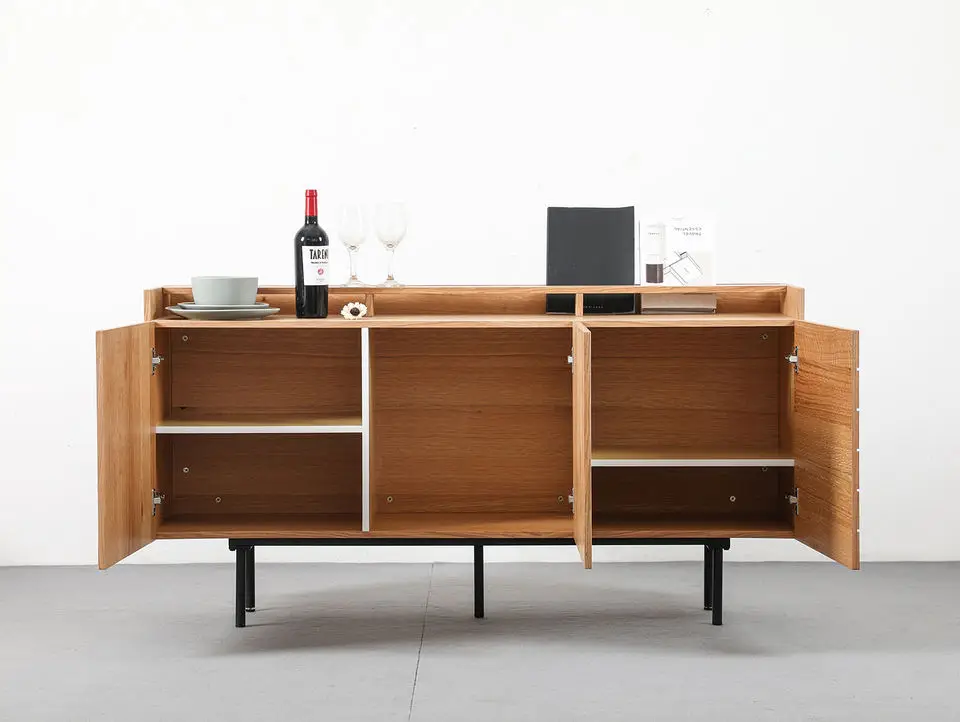 Popular Sale Nordic Home Furniture Cabinets Large Storage Wooden Kitchen Sideboard Buffet Table