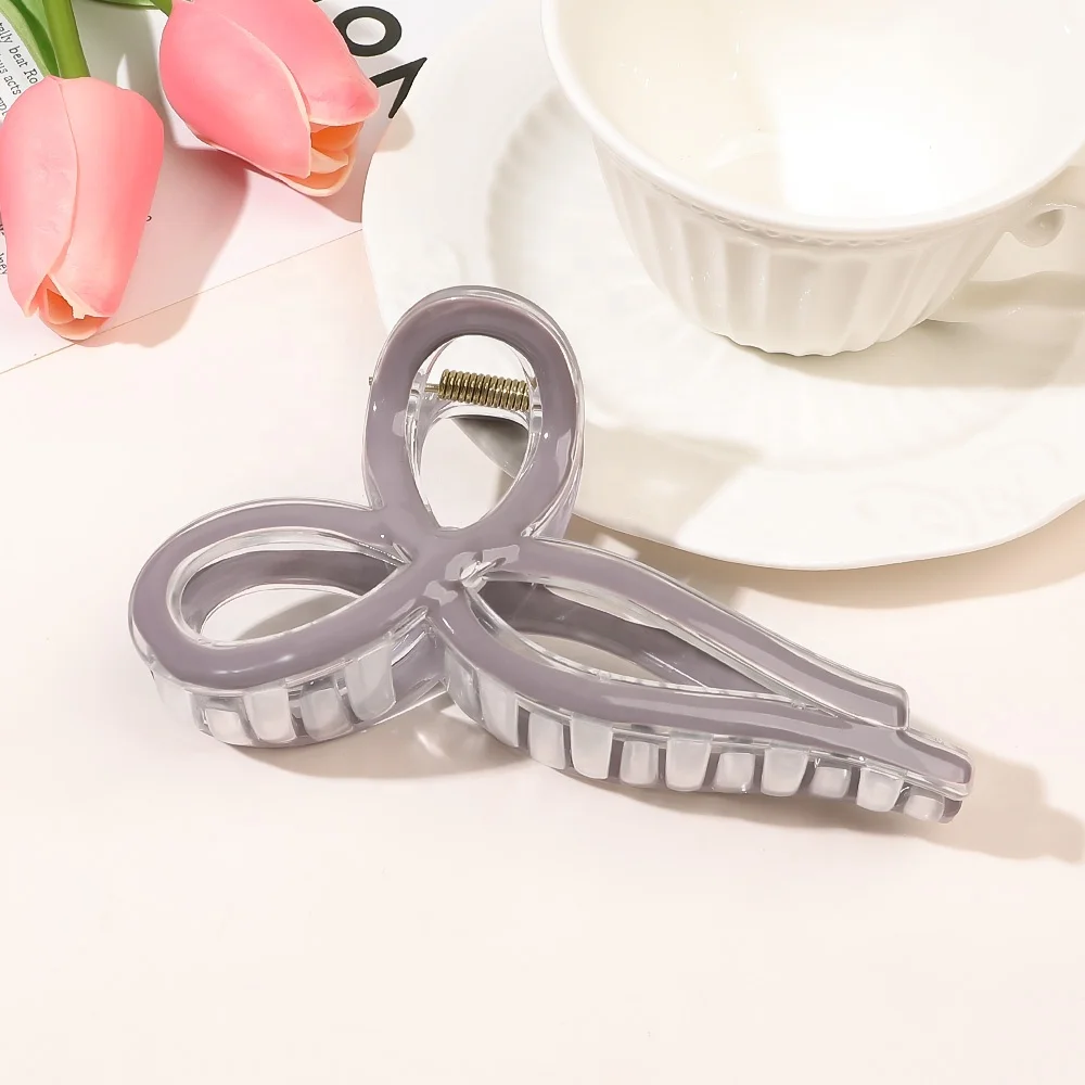 Korea Summer Sweet Hair Clips PC Large Bow Woman Large Plastic Resin Hair Claw Clips
