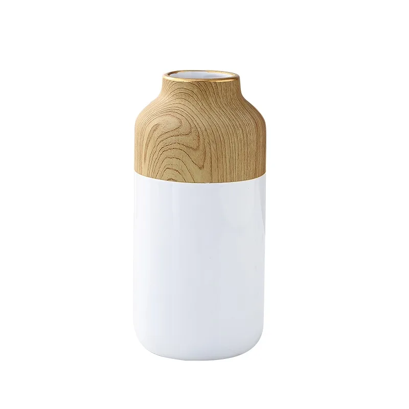 Nordic minimalist living room ornaments modern wine cooler dried flowers decorative soft patchwork wood grain ceramic vase