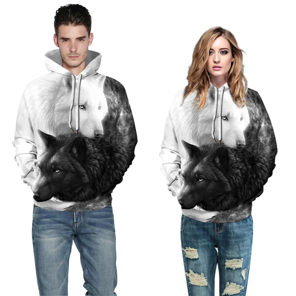 Fashion Casual Hooded Sweater Manufacturer Men Sweater With Hood Digital Printing Couple Hooded