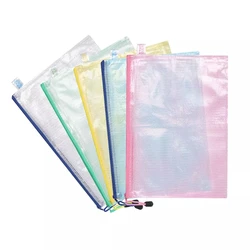 Waterproof A6 / A4 / A5 Transparent Plastic Document PVC Mesh Zipper Bag For School&Office
