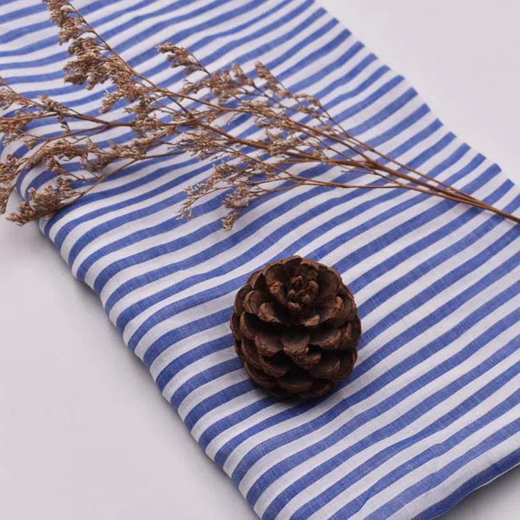 Organic Striped Satin Fabric 100% Ramie Woven yarn dyed Plain Style for shirts