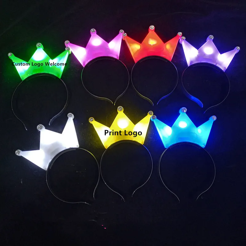 Plastic Light Up Crown Headband Led Birthday Party Crown Headband Led Flashing Prince Crown