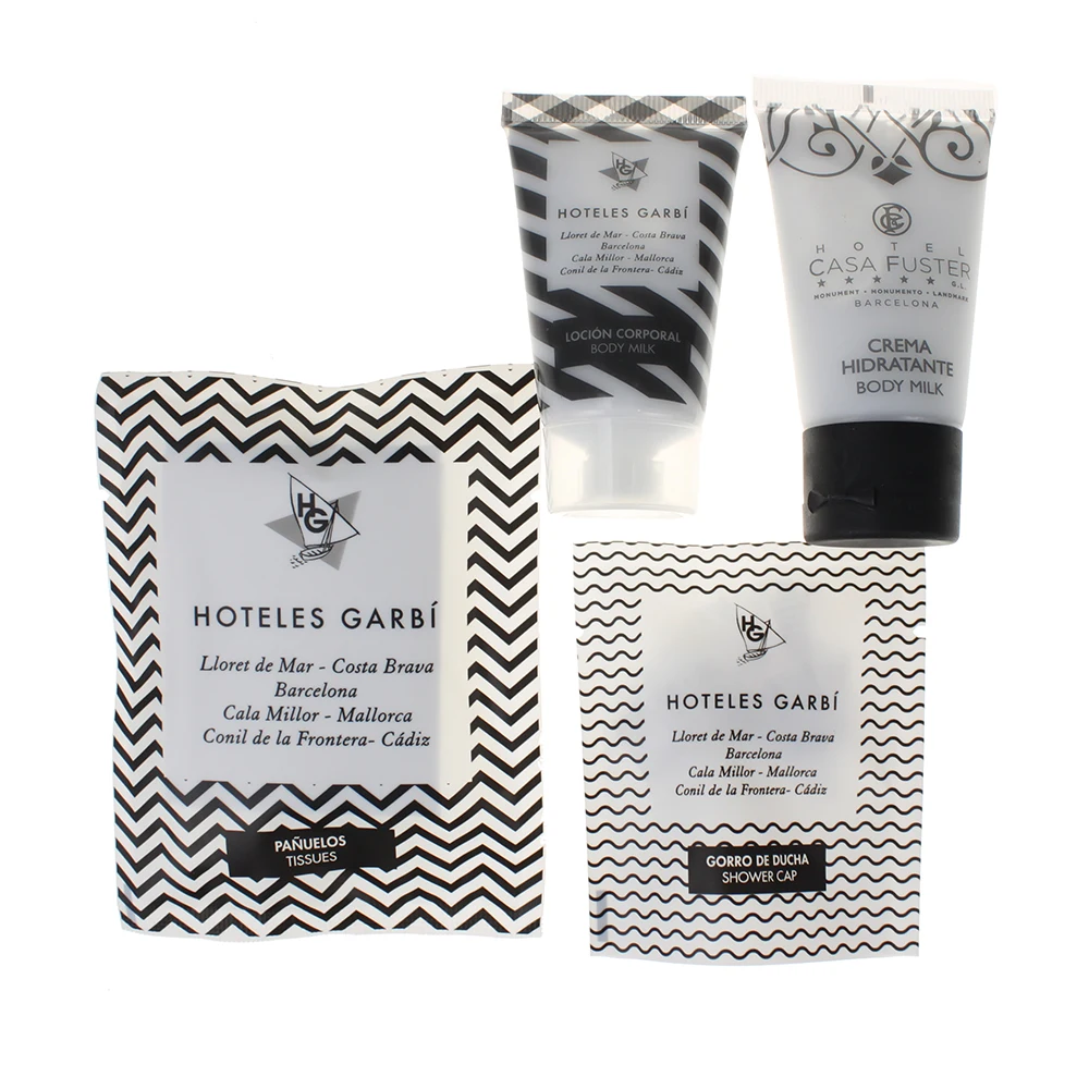Hotel Supplies Disposable Cosmetics Travel Amenities Set And Tissue Shower Cap Kit