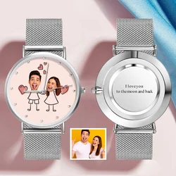 36mmLow Moq Dropshipping Watches Luxury Montre Custom Logo Couple Stick Figure Couples Face Watch For Anniversary Valentine Gift