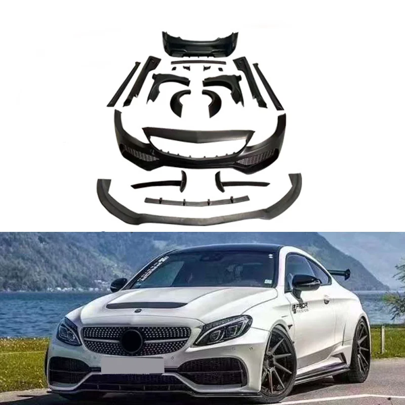 Body Kit Accessories Carbon Fiber Fibre Front Rear Bumper Fits For Mercedes-Benz C Class W205 C63 2 Door