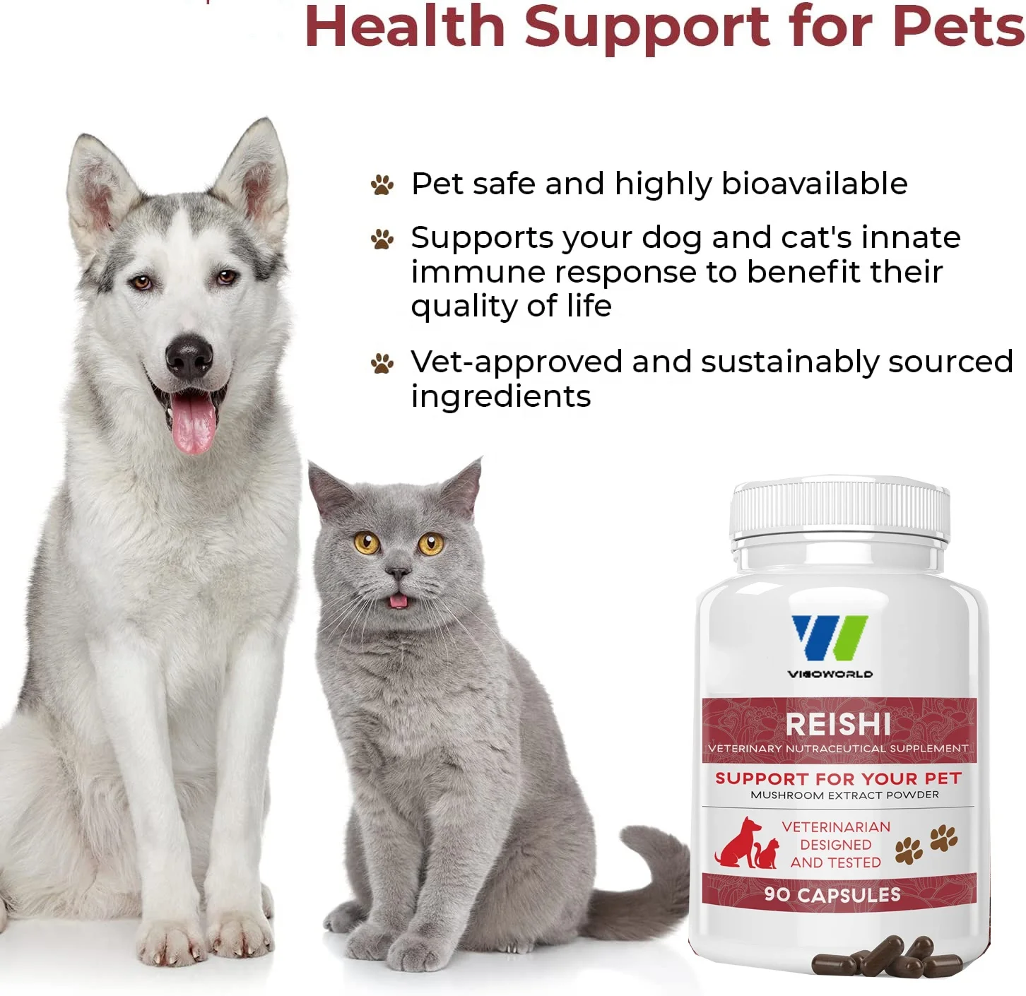 Reishi Mushroom Extract For Dogs And Cats Multivitamins Capsules For Longevity & Relaxation And Supplements