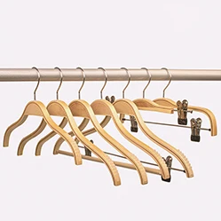 Top Ranking 40Cm Anti-Slip Wooden Hangers with Clip Sundries Wardrobe Outdoor Use Wood Hanger