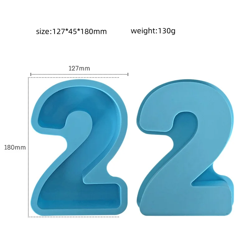 Large Size Arabic Number Numeral Mold Epoxy Resin Silicone moulds Home Decoration cake cooking birthday Party Decoration Mold