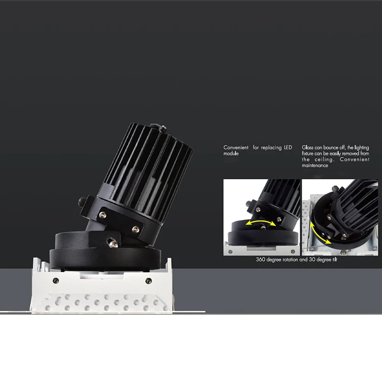 Factory Aluminum Fixture Aluminum IP20 10W 12W 14W COB Recessed LED Spotlight