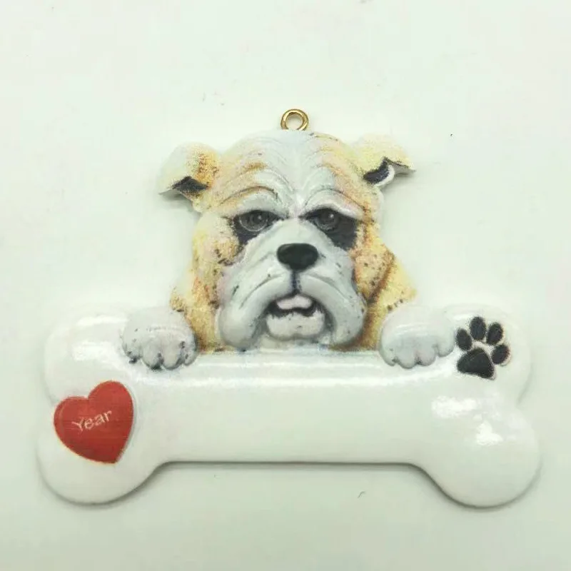 Personalized DIY Write Name Resin Dog Ornaments Puppy Pet Christmas Resin Crafts Christmas Tree Hanging Decorations