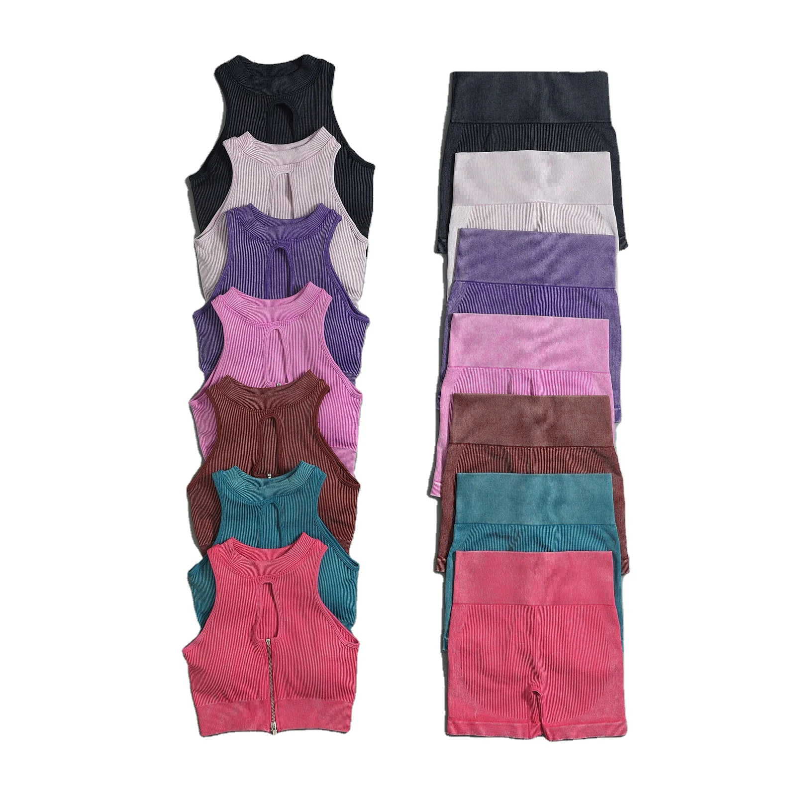 Custom Logo Recycled High Elastic Solid Color Seamless Sports Bra High Waist Biker Shorts Set For Women Fitness Yoga Set