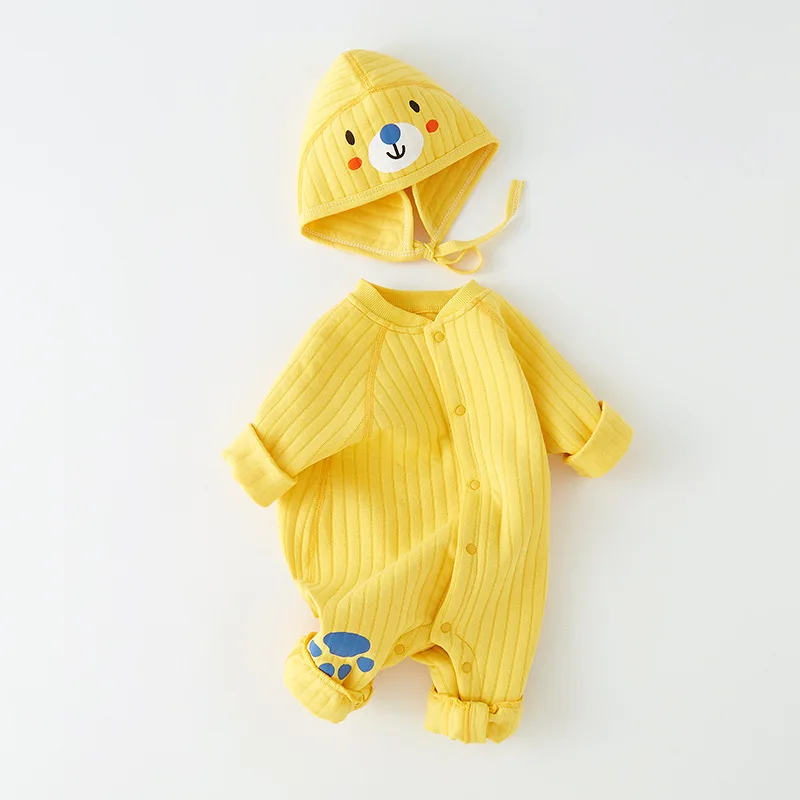 Baby jumpsuit autumn and winter warm cotton newborn clothes set
