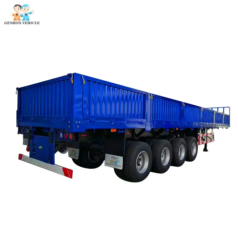 Promotional 3-axis side down flat half trailer 60 tons cargo trailer