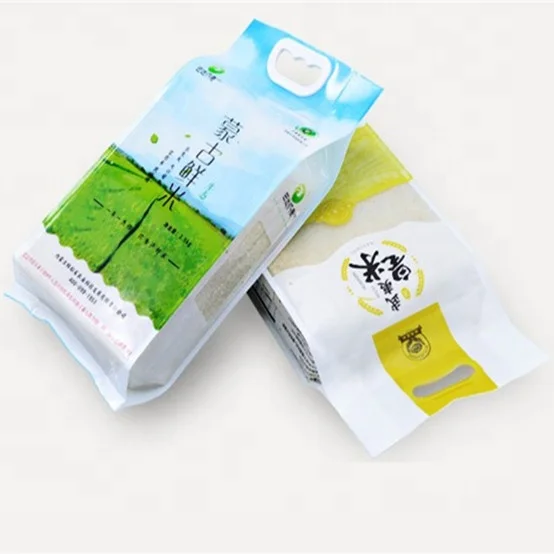 Side gusset type moisture proof 5kg empty plastic rice bags with convenient handle