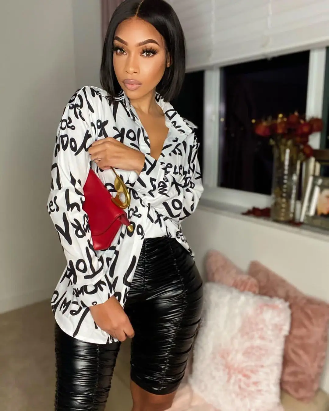 
2021 Hot Sale Fashionable Custom Logo Casual Fall Spring Summer White Ladies Shirts Tops Womens Blouse 