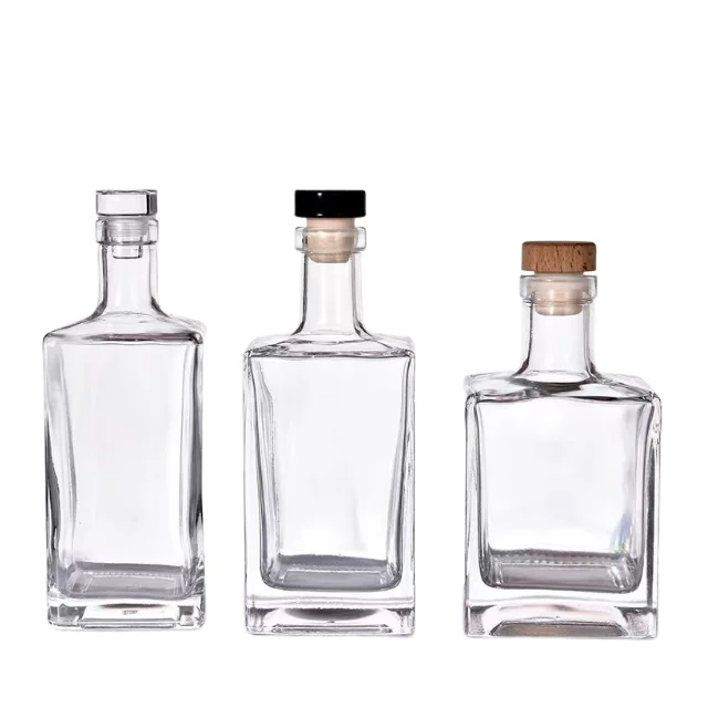 Cheap Factory Price heavy 250ml 350ml 500ml round extra flint clear empty vodka whiskey spirits liquor glass wine bottle