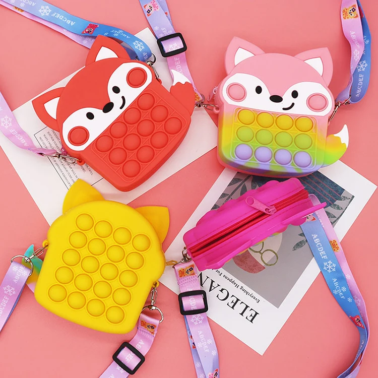 Wholesale Novelty  Bag Silicone Rainbow Fidget  Coin Purse Sensory Toys Kids Fidget lovely  Toys