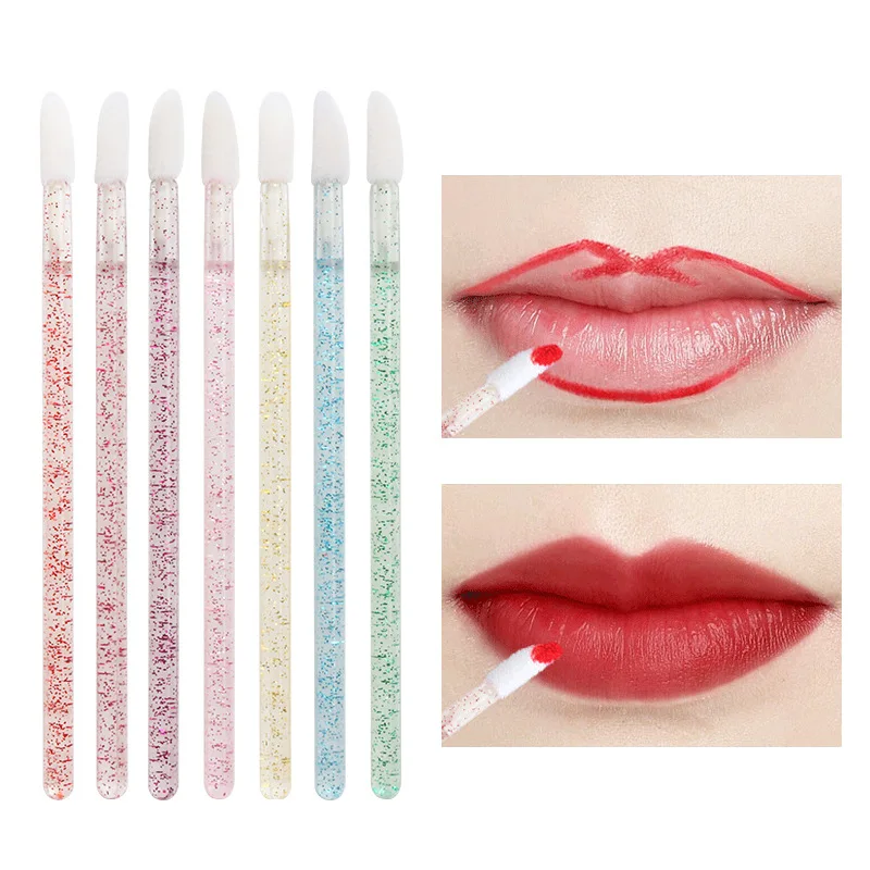 Wholesale 50pcs Glitter Lip Brush Makeup Lipstick Lip Gloss Wands Applicators Disposable Lip Brush