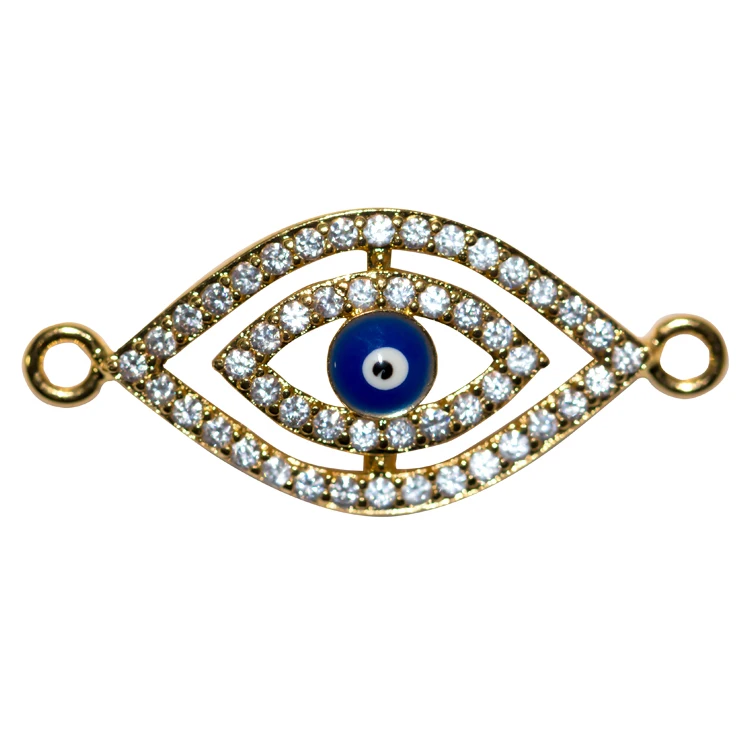 Wholesale fashion jewelry accessories CZ Micro Pave gold plated copper eye charms for jewelry making
