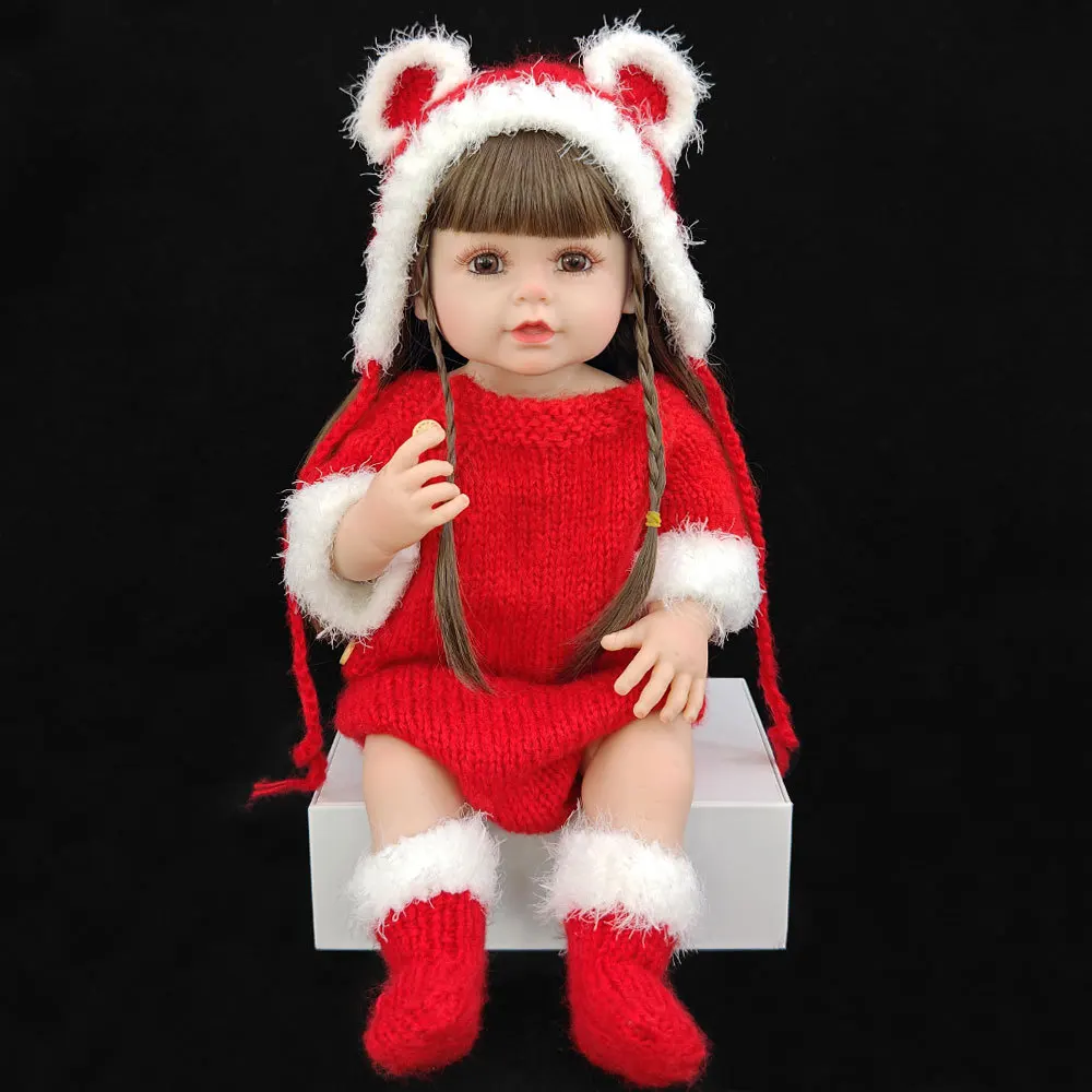 Reborn Dolls Completo de Silicona 55cm Newborn Knitwear Two Pieces Clothes Reborn Baby Dolls Set