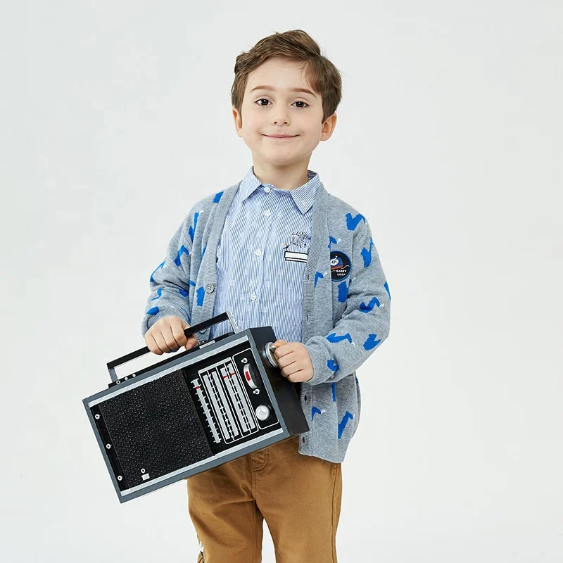 Gabby Loop Fashion Autumn Blue Cable Vest Print Cardigan baby kids knitted Boys winter sweaters kids for boys