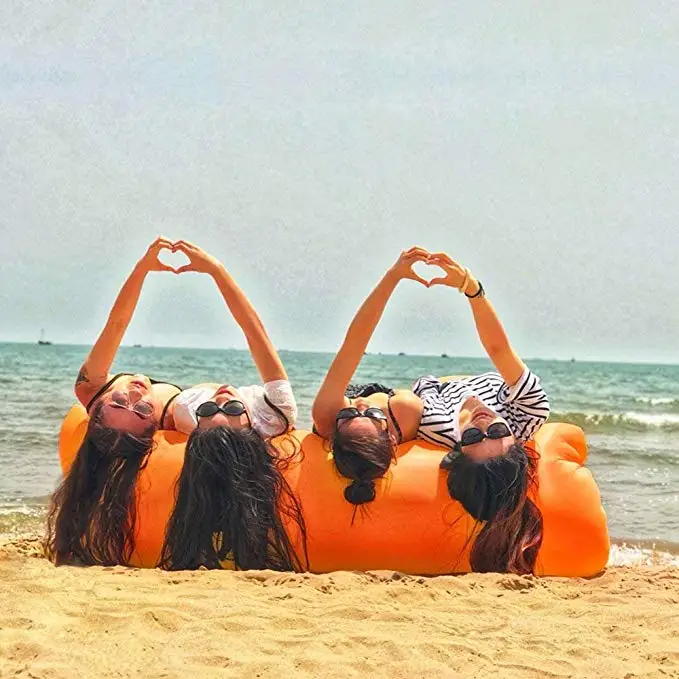 Factory Direct Outdoor Lazy Inflatable Lounger Air Sofa Beach Sun Lounger Water Floating Bed Camping Sleeping Pod