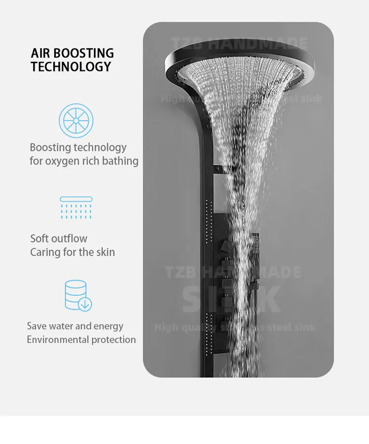 Stainless Steel Smart Rain Massage Wall Mounted Shower System Bathroom Faucet Shower Set Mixer Rainfall Taps