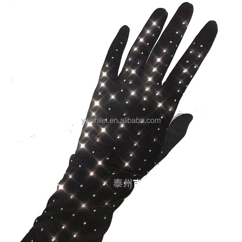 Женские бархатные перчатки с длинным рукавом до локтя и горным хрусталем