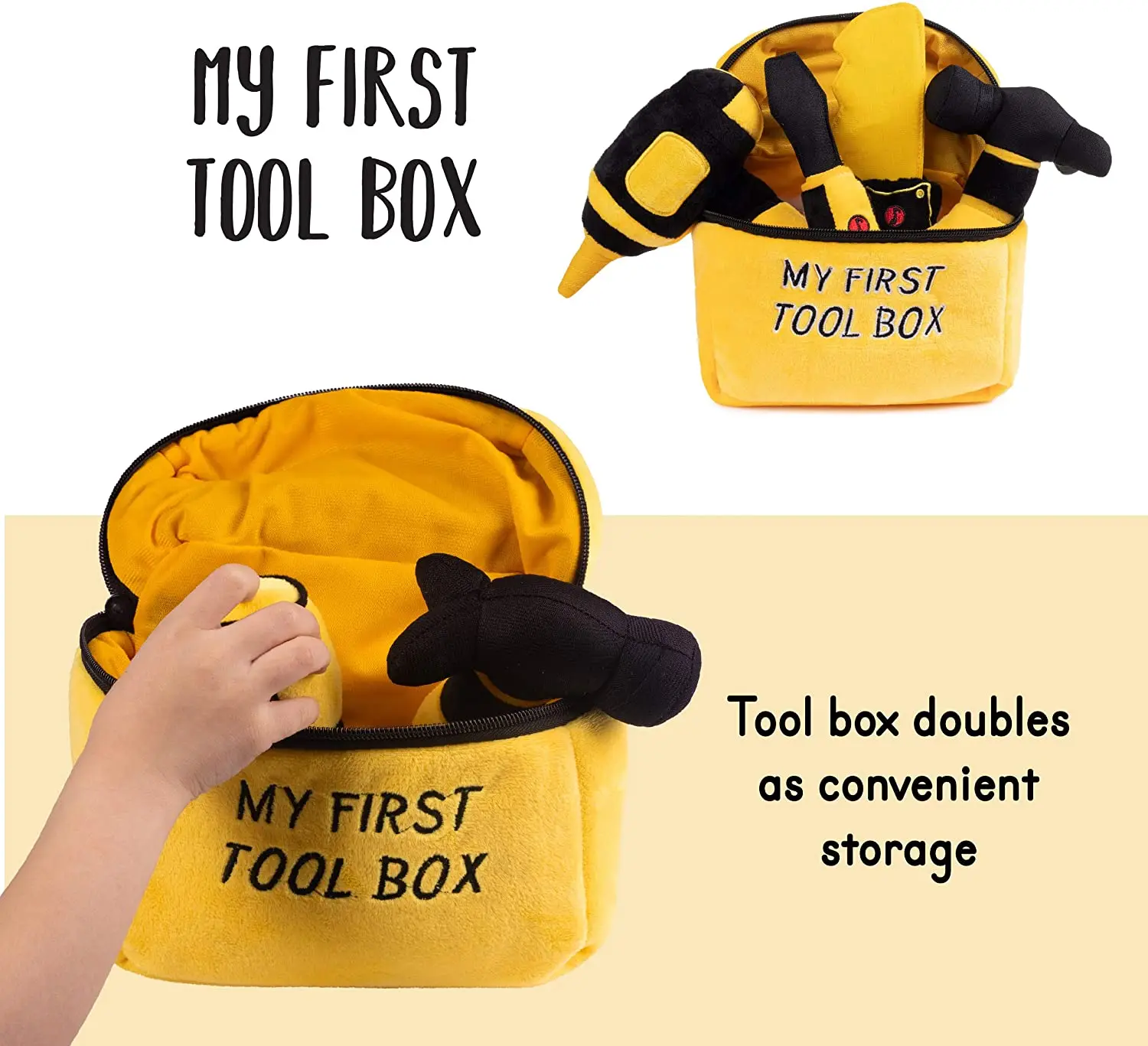 NEW Toy Tool Set for Toddlers Includes Cuddly Hammer Handsaw Screwdriver Hand Drill Zippered Box with Cool Sounds