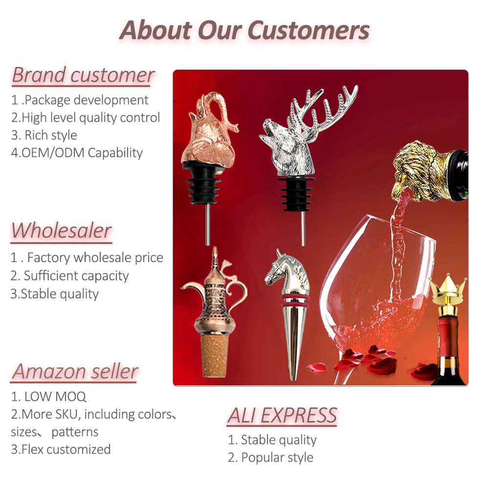 Custom Design Retro Animal Wine Stopper Bar Tools Creative Bottle Stoppers For Wine Champagne Metal Dragon Head Wine Stopper