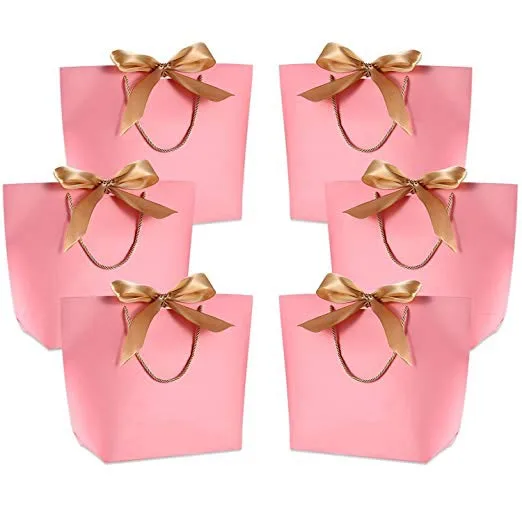 Gift Box Packaging Gold Handle Paper Gift Bags Wedding Favors for Guests Baby Shower Birthday Party Decoration