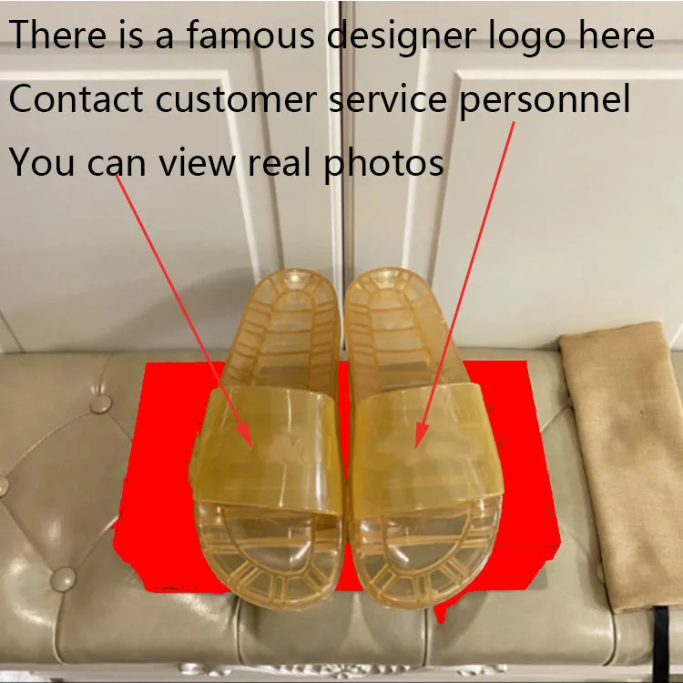 cross-border fashion brand indoor slides for ladiesflat sandals designer transparent crystal jelly slippers