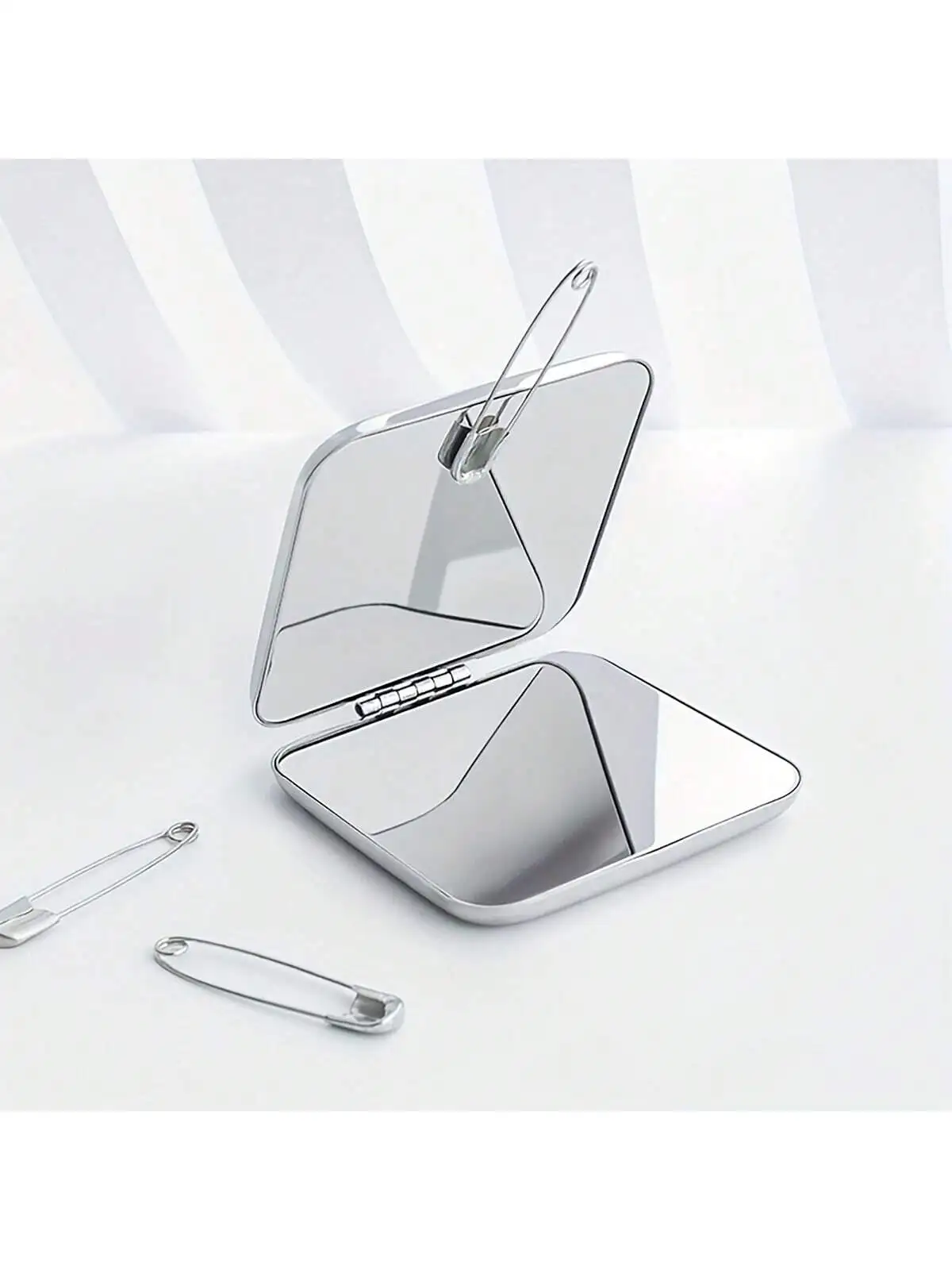 SENKA Customized Logo Stainless Steel Pocket Pocket Makeup Mirror Square Round Shape Folding Double-Sided Makeup Mirror Travel M