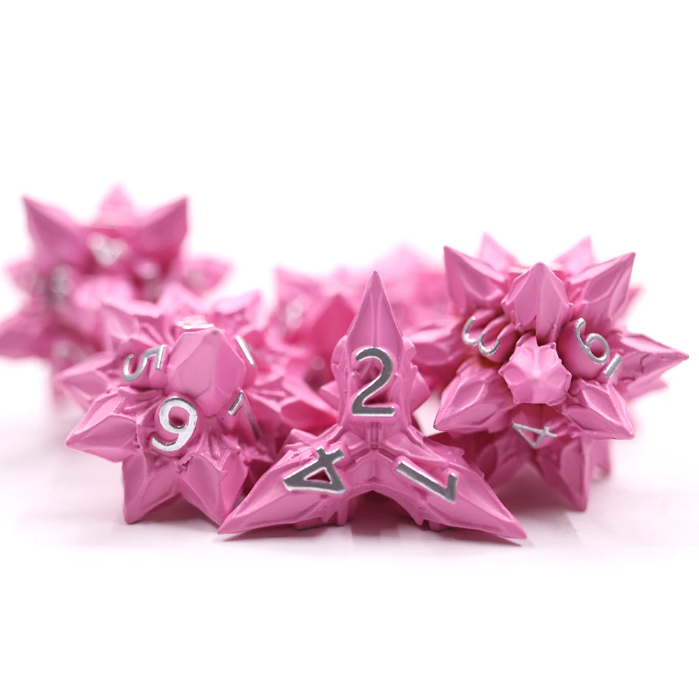 New Design Best Price Pointed Angle Soild Special-shaped Hot Pink Dnd Dice Set For RPG Board Game
