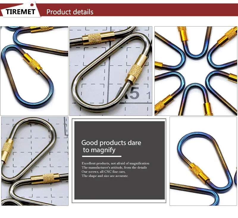 Lightweight small screw locking carabiners D ring keychain titanium carabiner for keys Burnt Blue