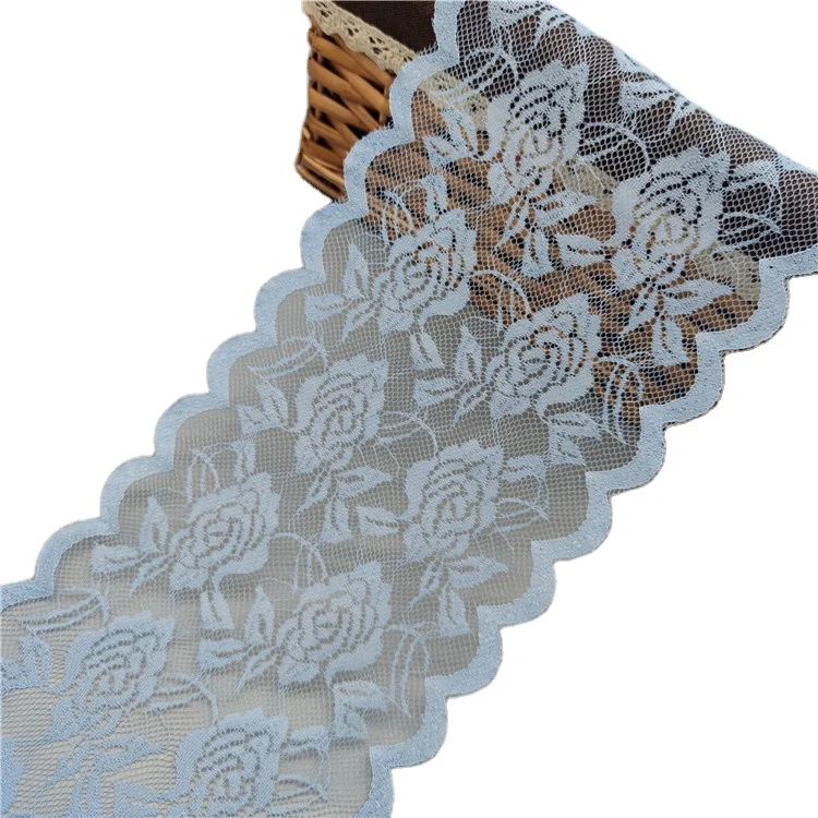 Clothes garment accessories stretch 18mm wide or customized width lace trim elastic 3D clothing fabric stretch lace