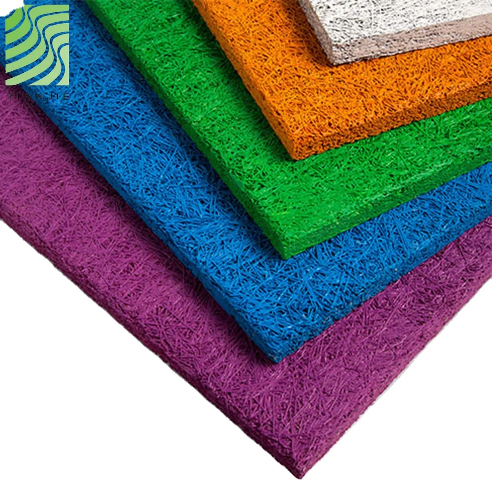 Acoustical Gym Board Soundproof Sound Absorbing Restaurant Decorative Covering Wood Wool Fibre Acoustic Wall Panel