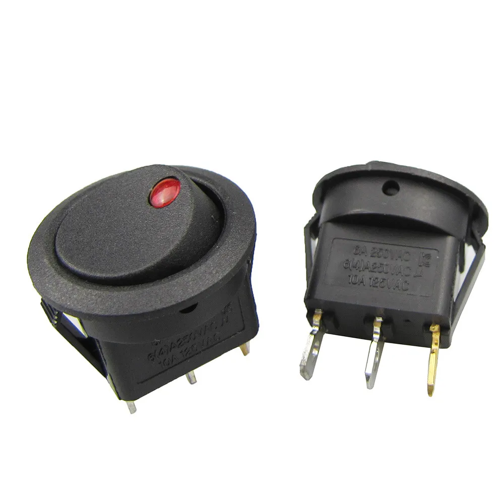 3 pin10A 250V AC неоновая лампа led Круглый тумблер