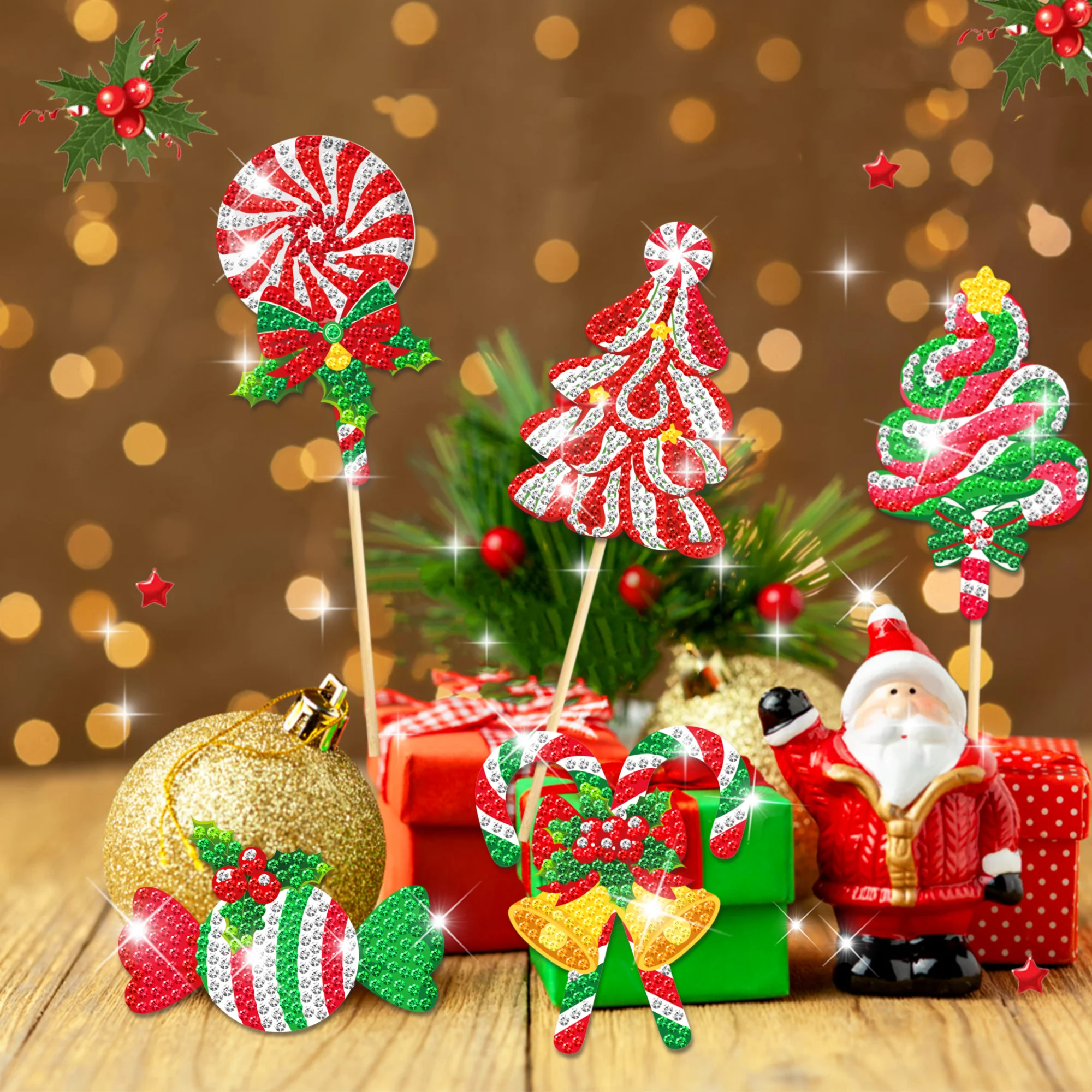 TB004 Christmas Candy Garden Diamonds Art Gem Art Crafts Creative Diamond Painting DIY Diamond Stickers for Kids Christmas Party