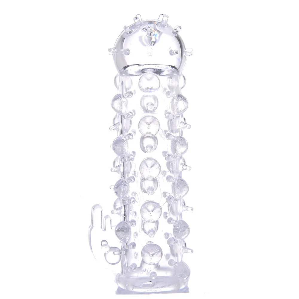 Clear Crystal Soft Jelly Spikes  Sex Penis Extender for Men Cock Extention Enlargement